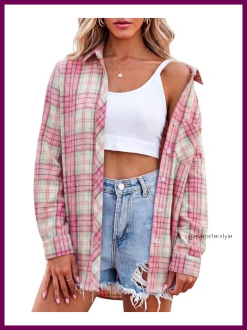 Womens Brushed Flannel Button Down Shirt Long Sleeve Plaid Business Casual
